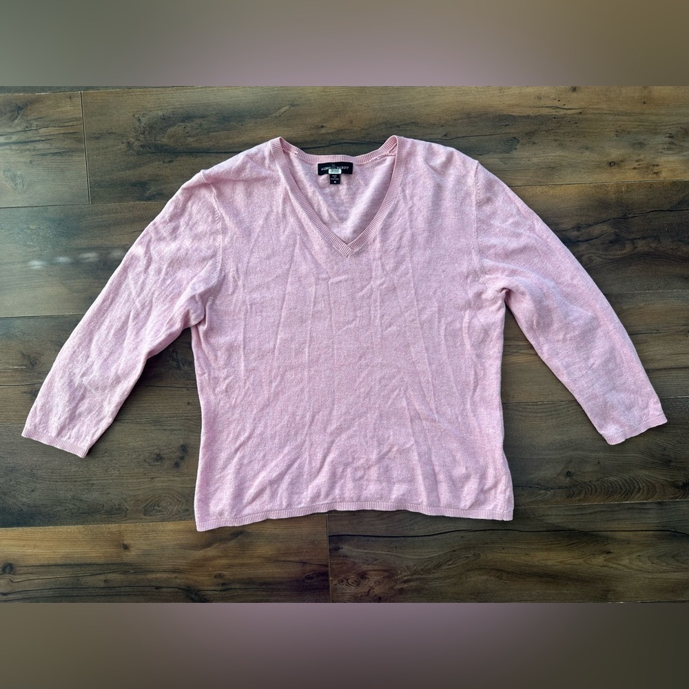 Audrey Talbott Cashmere Blend Sweater M Pink V Neck Preppy Soft
